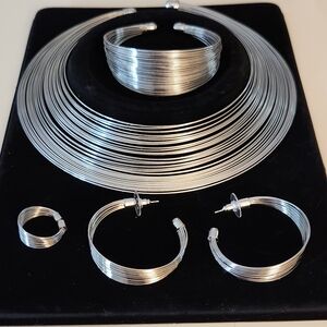 Elegant 4 pc Silver Colored Jewelry Set